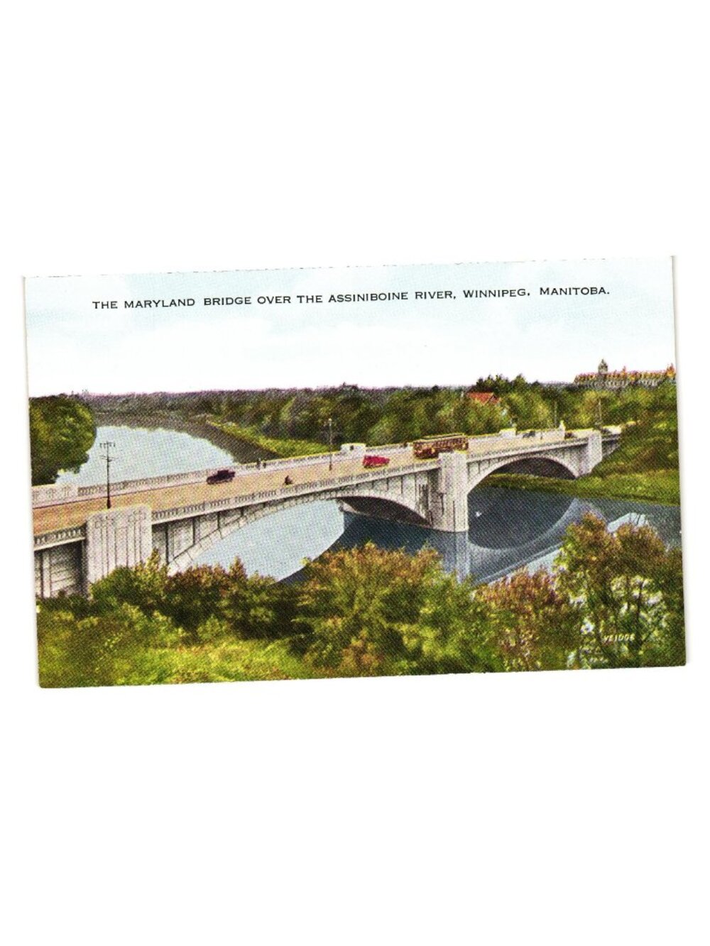 Maryland Bridge Over Assiniboine River Winnipeg Manitoba Postcard Valentines Bri